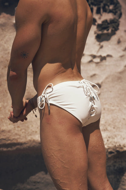 PALM SPRINGS SWIM BRIEF WHITE TIE UP