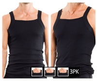 3 Pack Square Neck Black Top Tank - view 1