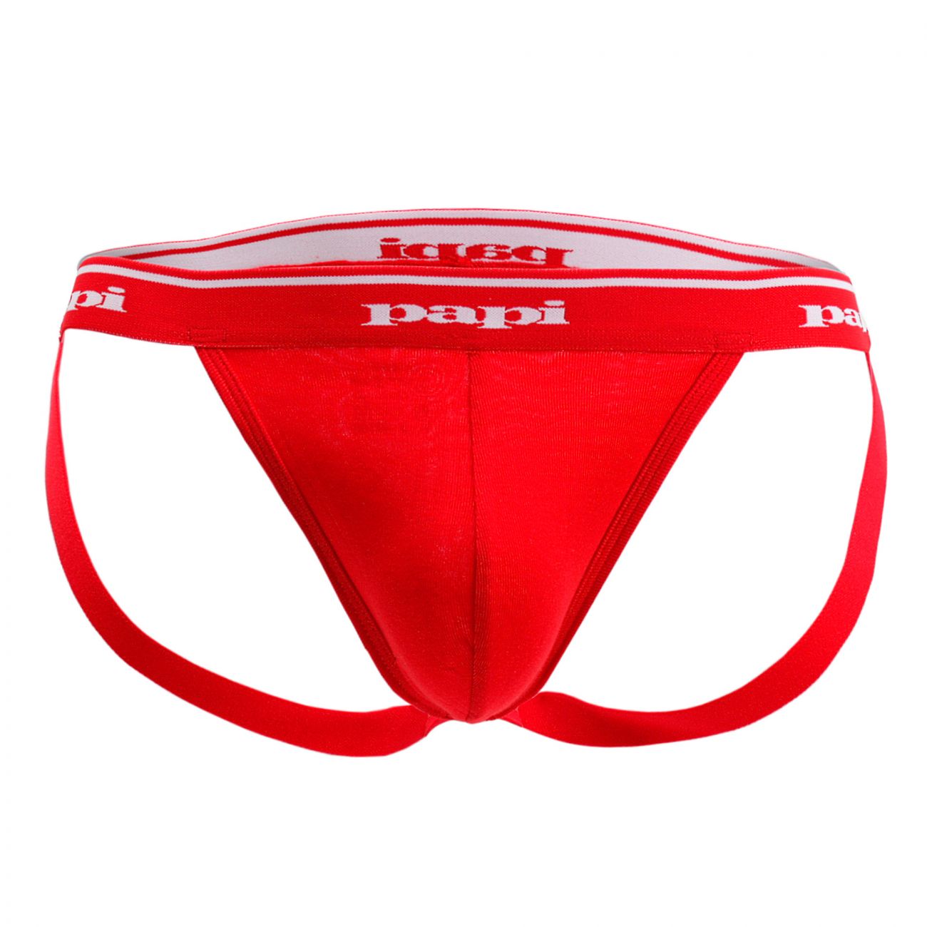 Papi Men's Underwear 705910-999 3PK 1X1 Rib Jockstrap Color Black-Red-Turquoise