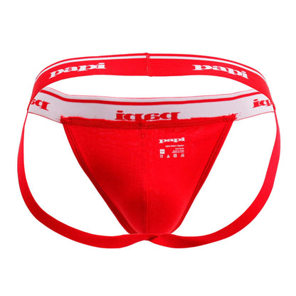 Papi Men's Underwear 705910-999 3PK 1X1 Rib Jockstrap Color Black-Red-Turquoise