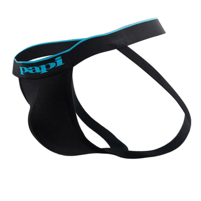 Papi 3-Pack Cotton Stretch Jockstrap - Black-Cobalt-Blue