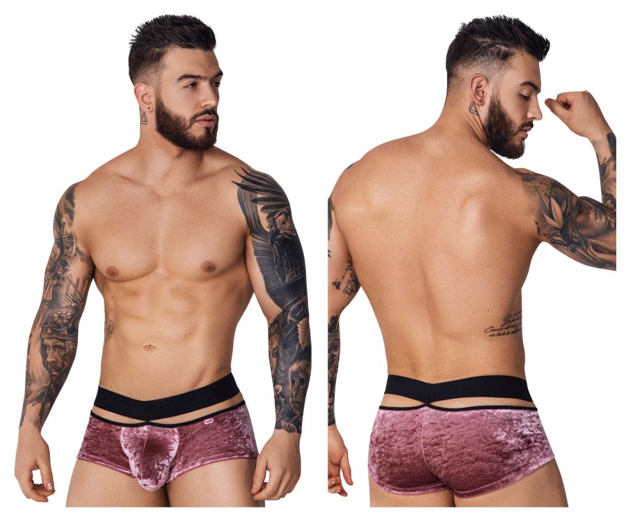 Pikante Men's Underwear PIK 1096 Clandestine Velvet Trunks Color Pink