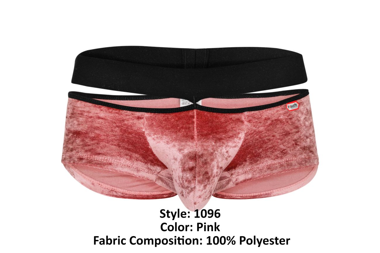 Pikante Men's Underwear PIK 1096 Clandestine Velvet Trunks Color Pink