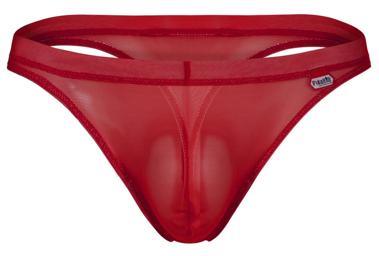 Pikante Men's Underwear PIK 1823 Luxury Thongs Color Red Mesh