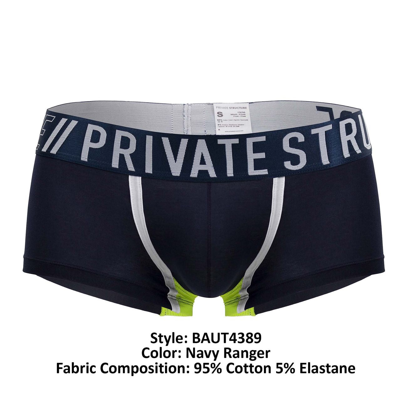 Private Structure Men's Underwear BAUT4389 Athlete Trunks Color Navy Ranger