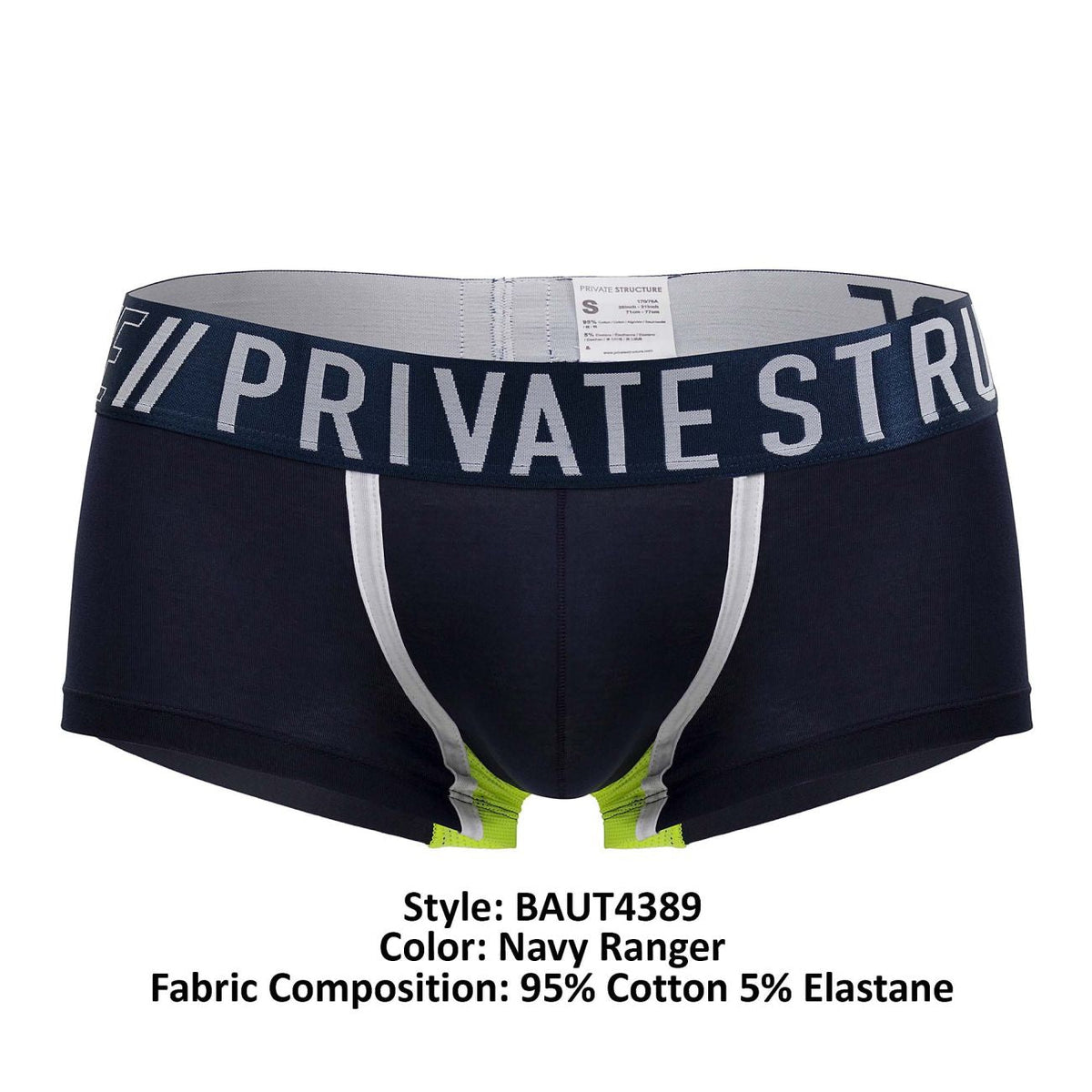 Private Structure Men's Underwear BAUT4389 Athlete Trunks Color Navy Ranger