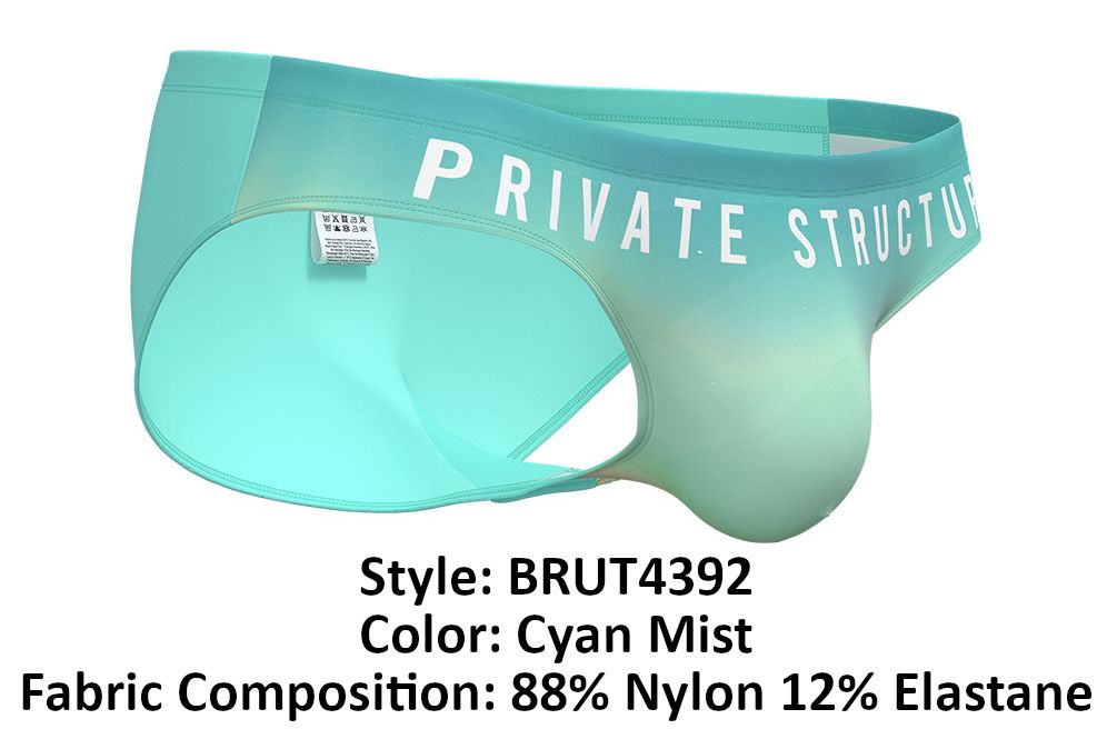 Private Structure Men's Underwear BRUT4392 Bare Bikini Color Cyan Mist