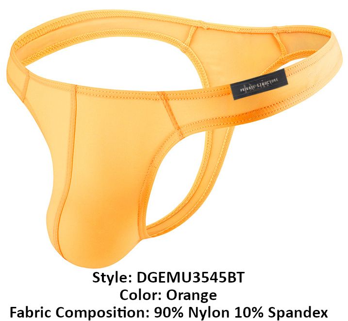 Private Structure Men's Underwear DGEMU3545BT Desire Glaze Thong Color Orange