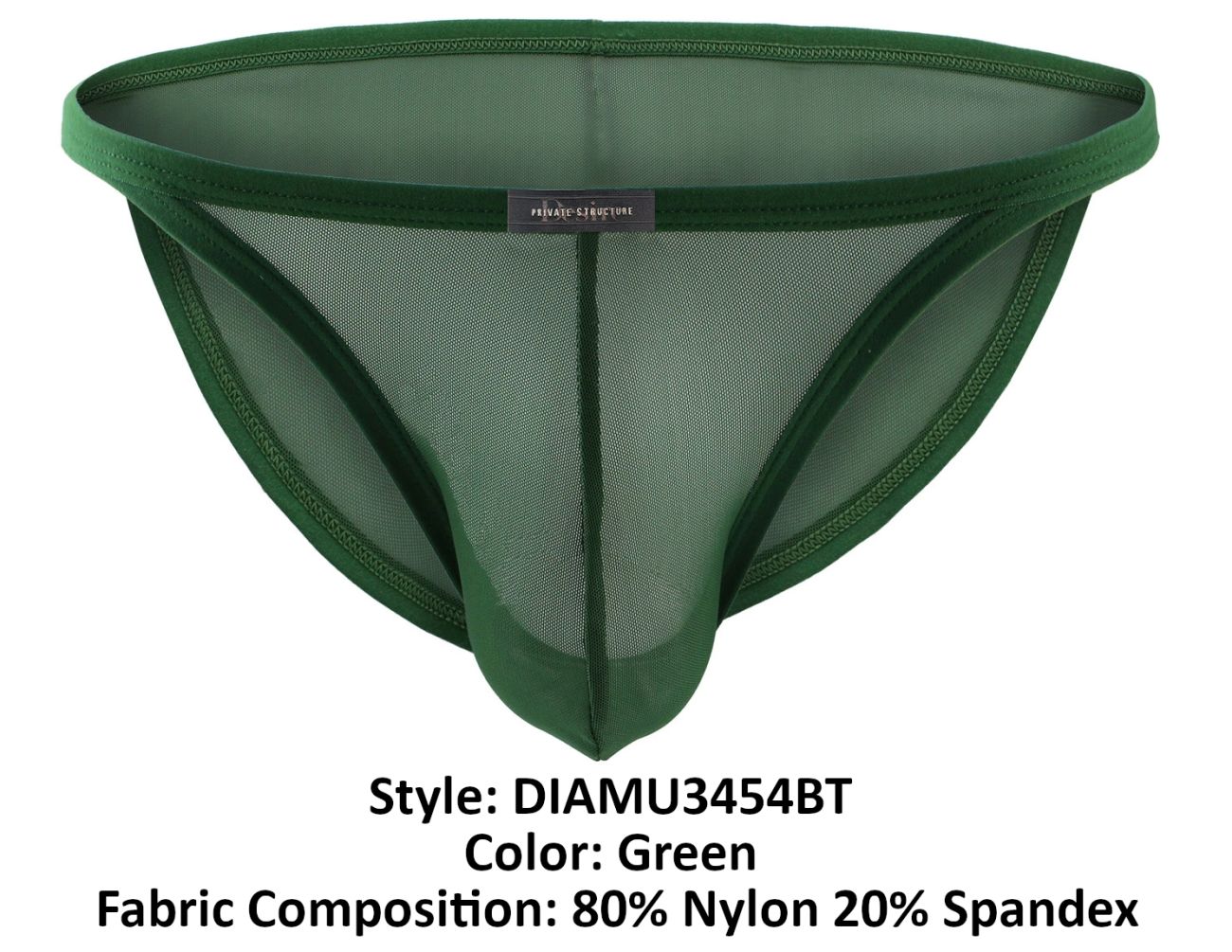 Private Structure Men's Underwear DIAMU3454BT Desire Intima Low Rise Bikini Color Green