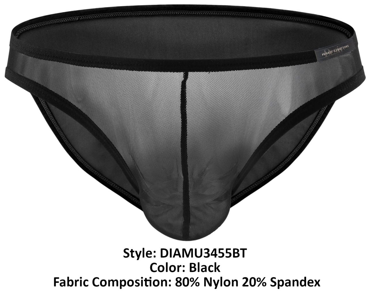 Private Structure Men's Underwear DIAMU3455BT Desire Intima Low Rise Bikini Color Black