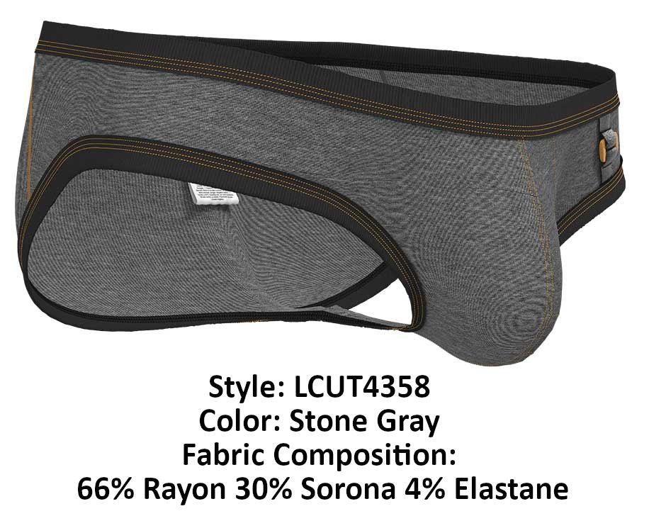 Private Structure Men's Underwear LCUT4358 Barn Boy Low Rise Mini Brief Color Stone Gray