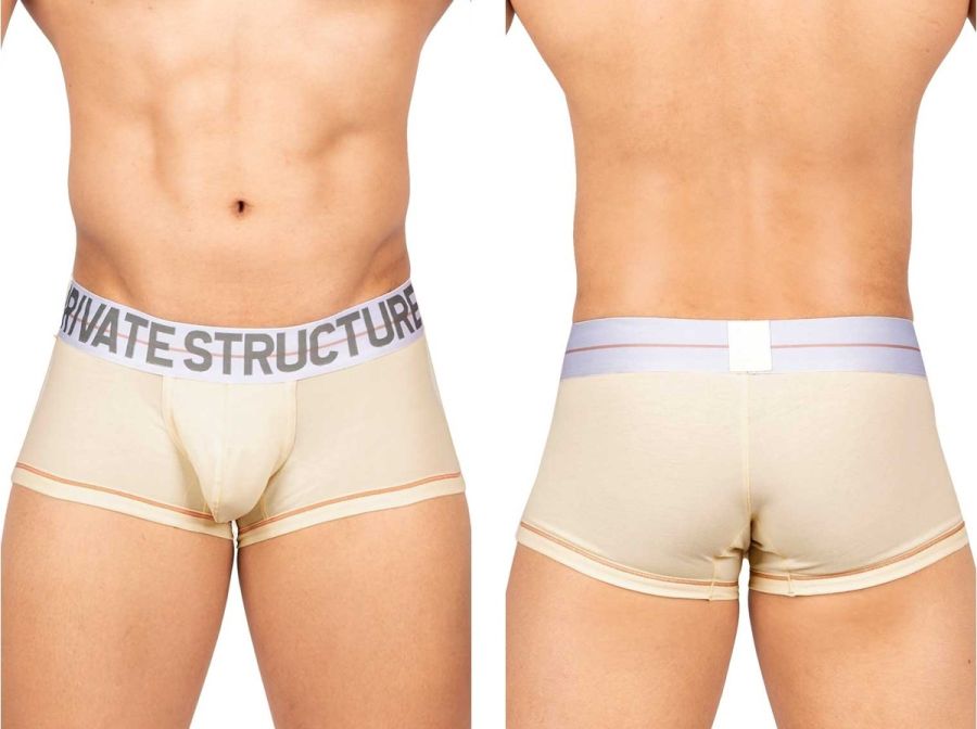 Private Structure Men's Underwear MOUX4103 Mo Lite Mid Waist Trunk Color Cream