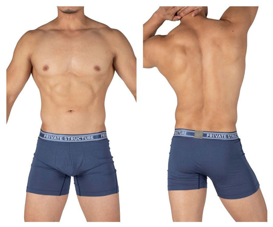 Private Structure Men's Underwear PBUT4380 Bamboo Mid Waist Boxer Briefs Color Citadel Blue
