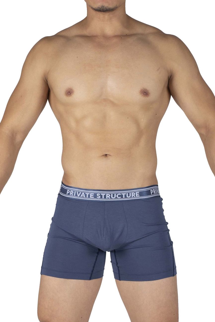 Private Structure Men's Underwear PBUT4380 Bamboo Mid Waist Boxer Briefs Color Citadel Blue