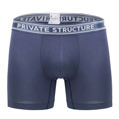 Private Structure Men's Underwear PBUT4380 Bamboo Mid Waist Boxer Briefs Color Citadel Blue