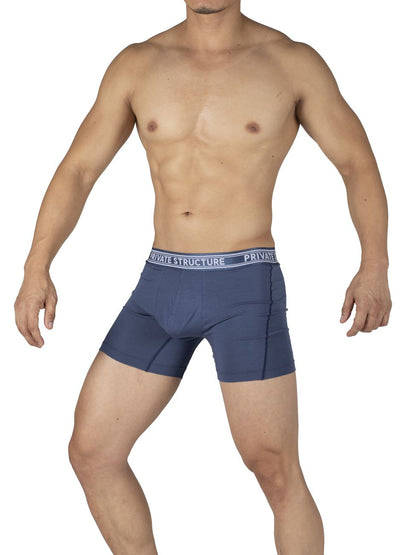 Private Structure Men's Underwear PBUT4380 Bamboo Mid Waist Boxer Briefs Color Citadel Blue