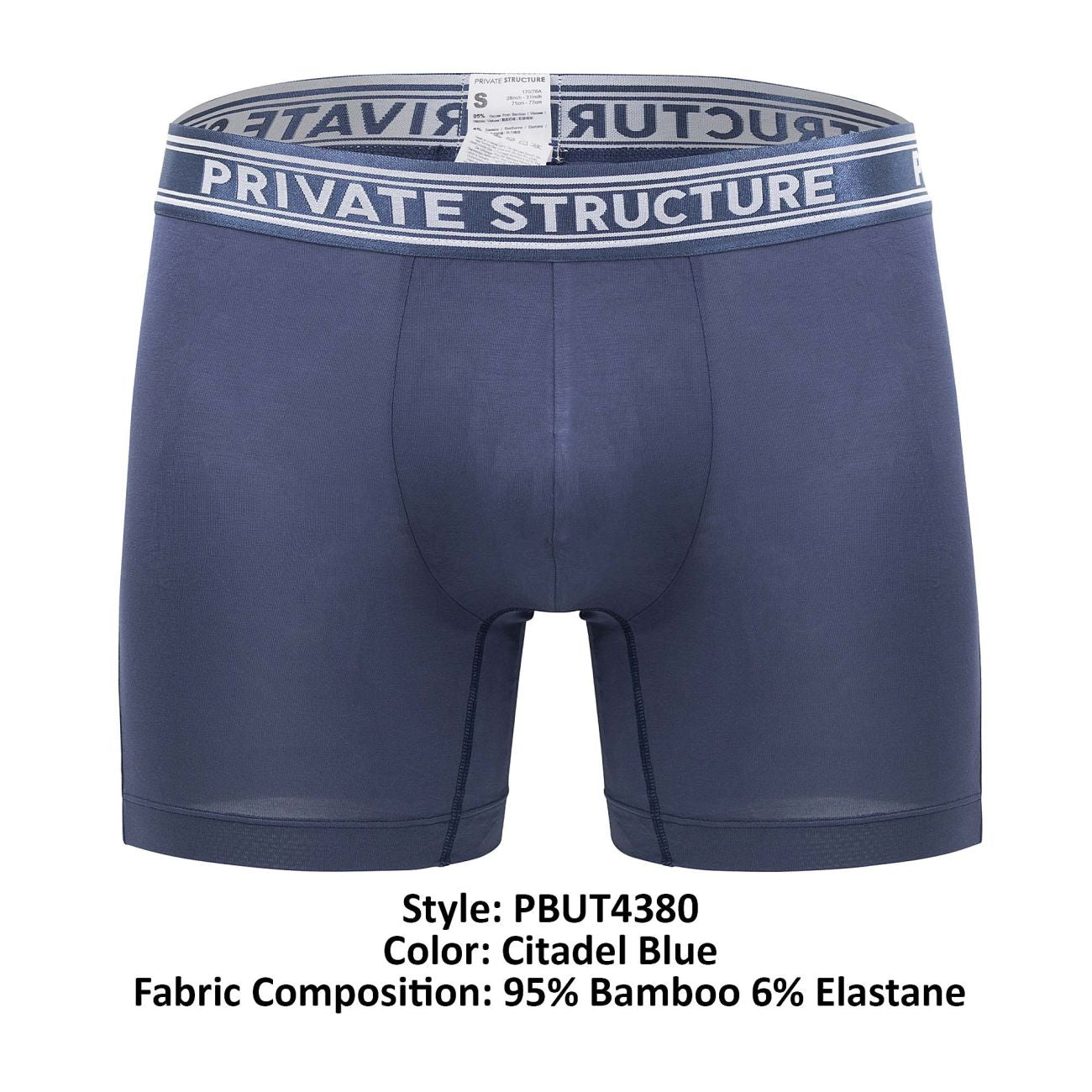 Private Structure Men's Underwear PBUT4380 Bamboo Mid Waist Boxer Briefs Color Citadel Blue