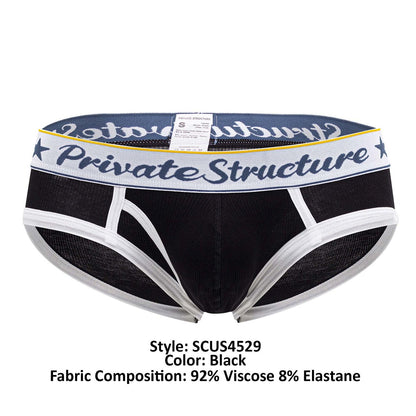 Private Structure Men's Underwear SCUS4529 Classic Mid Waist Mini Briefs Color Black