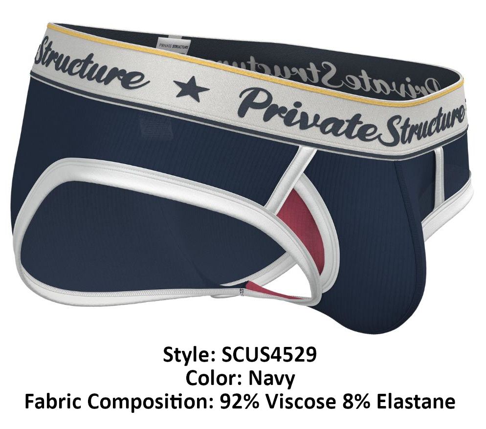 Private Structure Men's Underwear SCUS4529 Classic Mid Waist Mini Brief Color Navy
