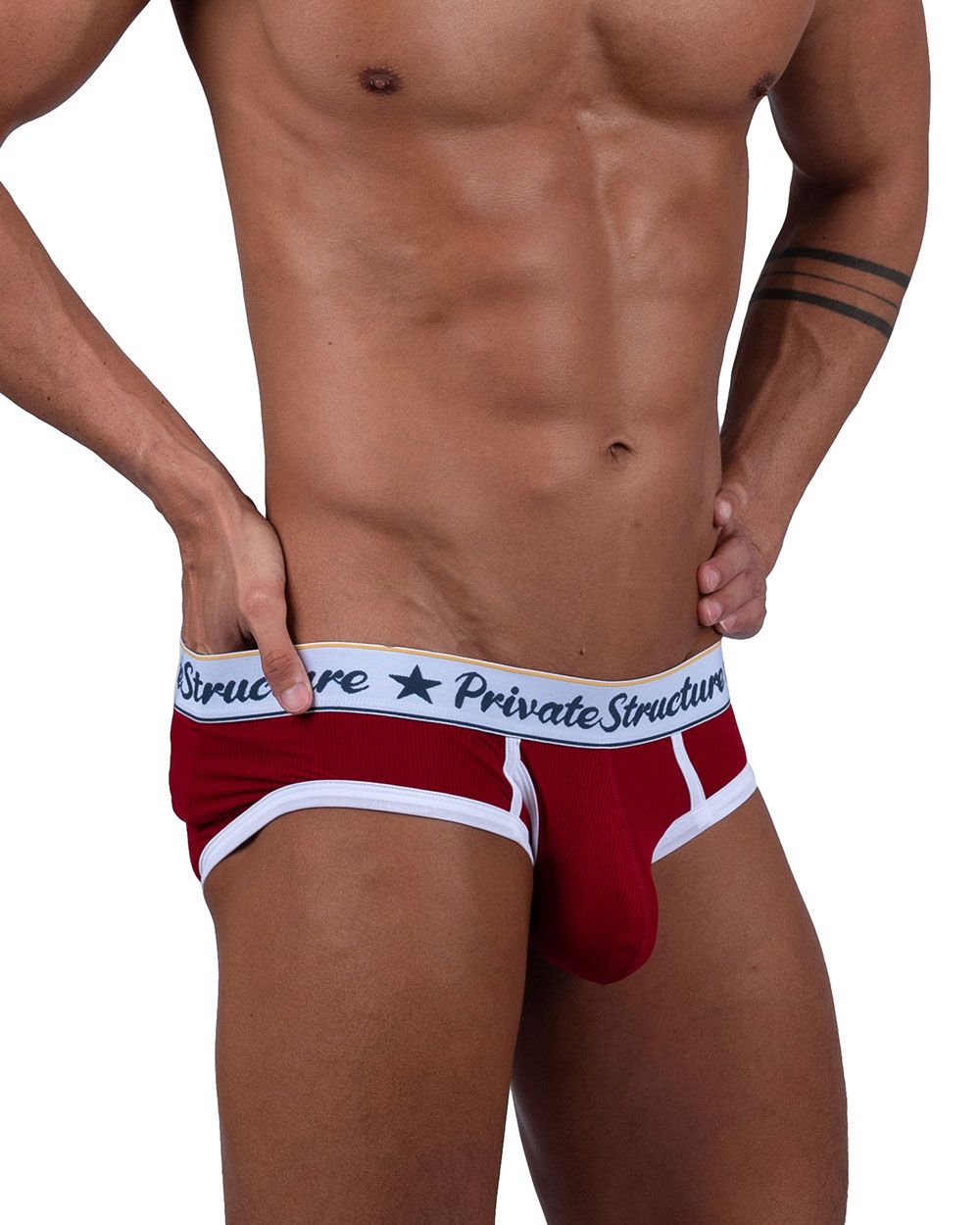 Private Structure Men's Underwear SCUS4529 Classic Mid Waist Mini Briefs Color Red