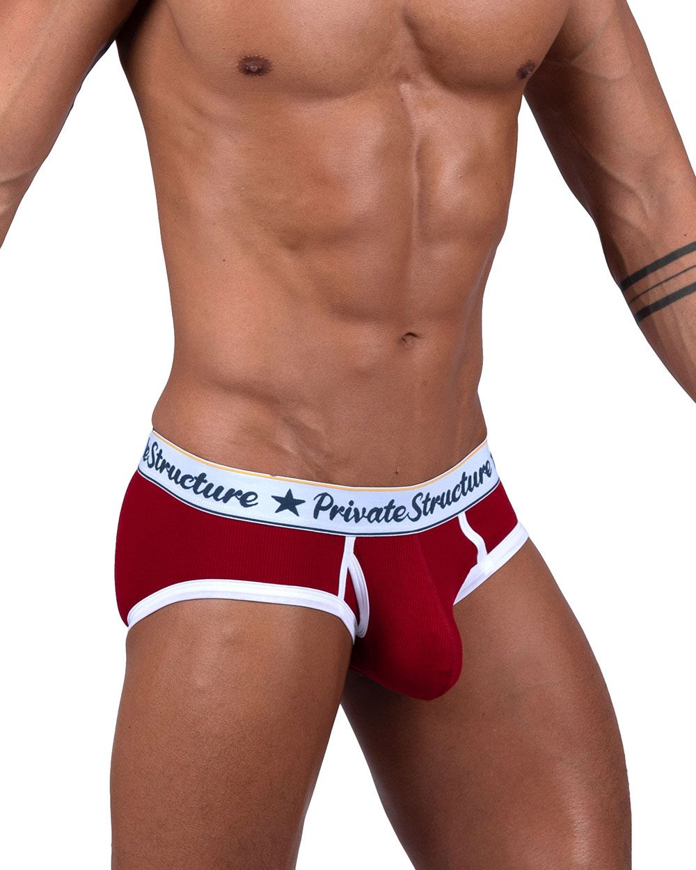 Private Structure Men's Underwear SCUS4529 Classic Mid Waist Mini Briefs Color Red