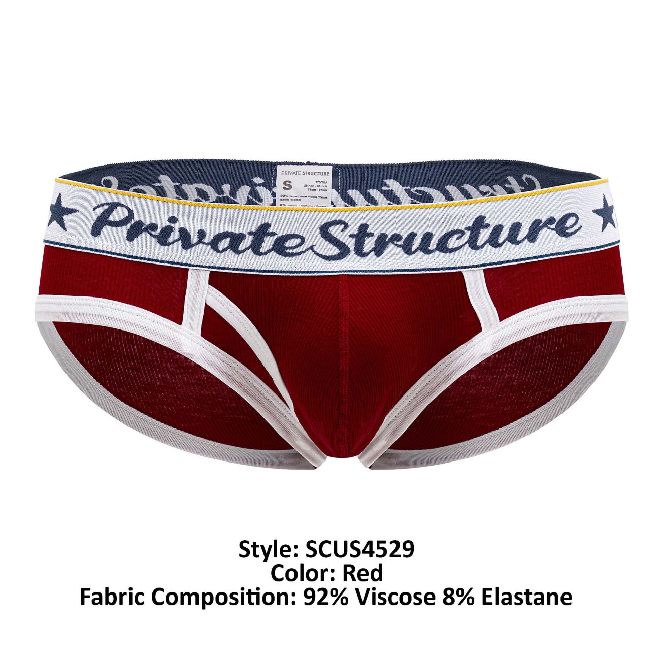 Private Structure Men's Underwear SCUS4529 Classic Mid Waist Mini Briefs Color Red