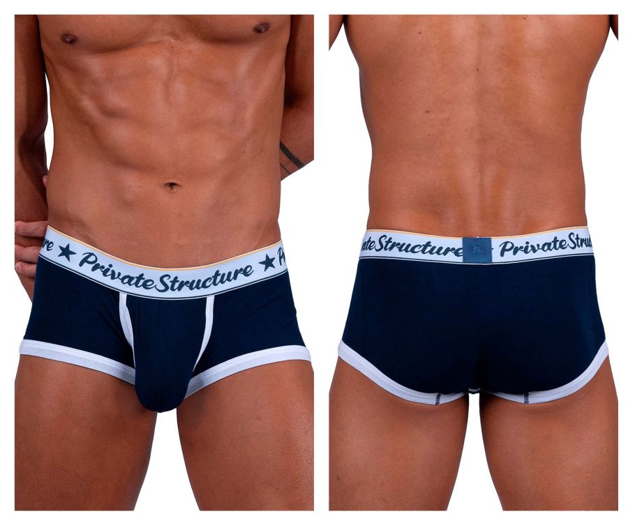 Private Structure Men's Underwear SCUS4530 Classic Mid Waist Trunks Color Navy