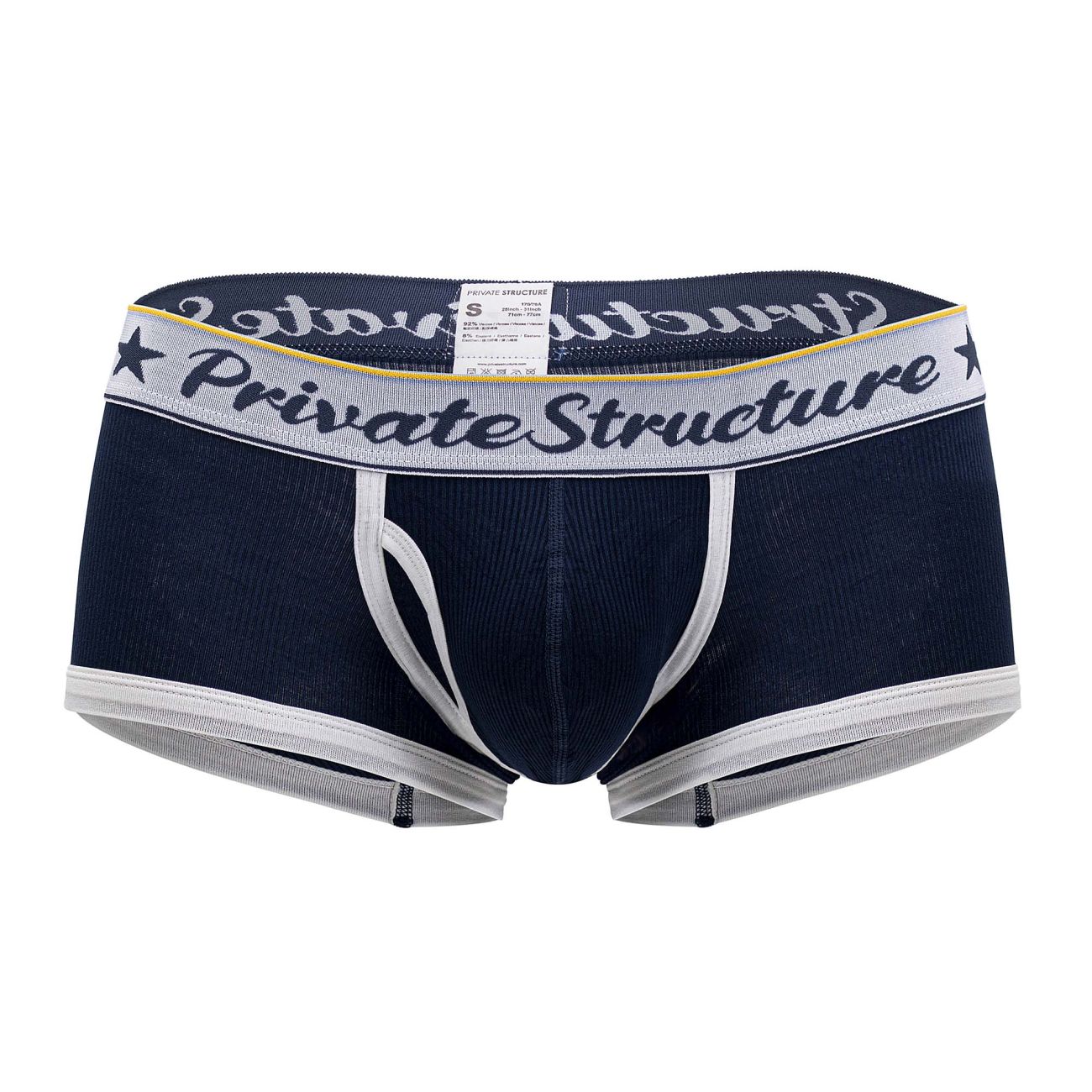Private Structure Men's Underwear SCUS4530 Classic Mid Waist Trunks Color Navy