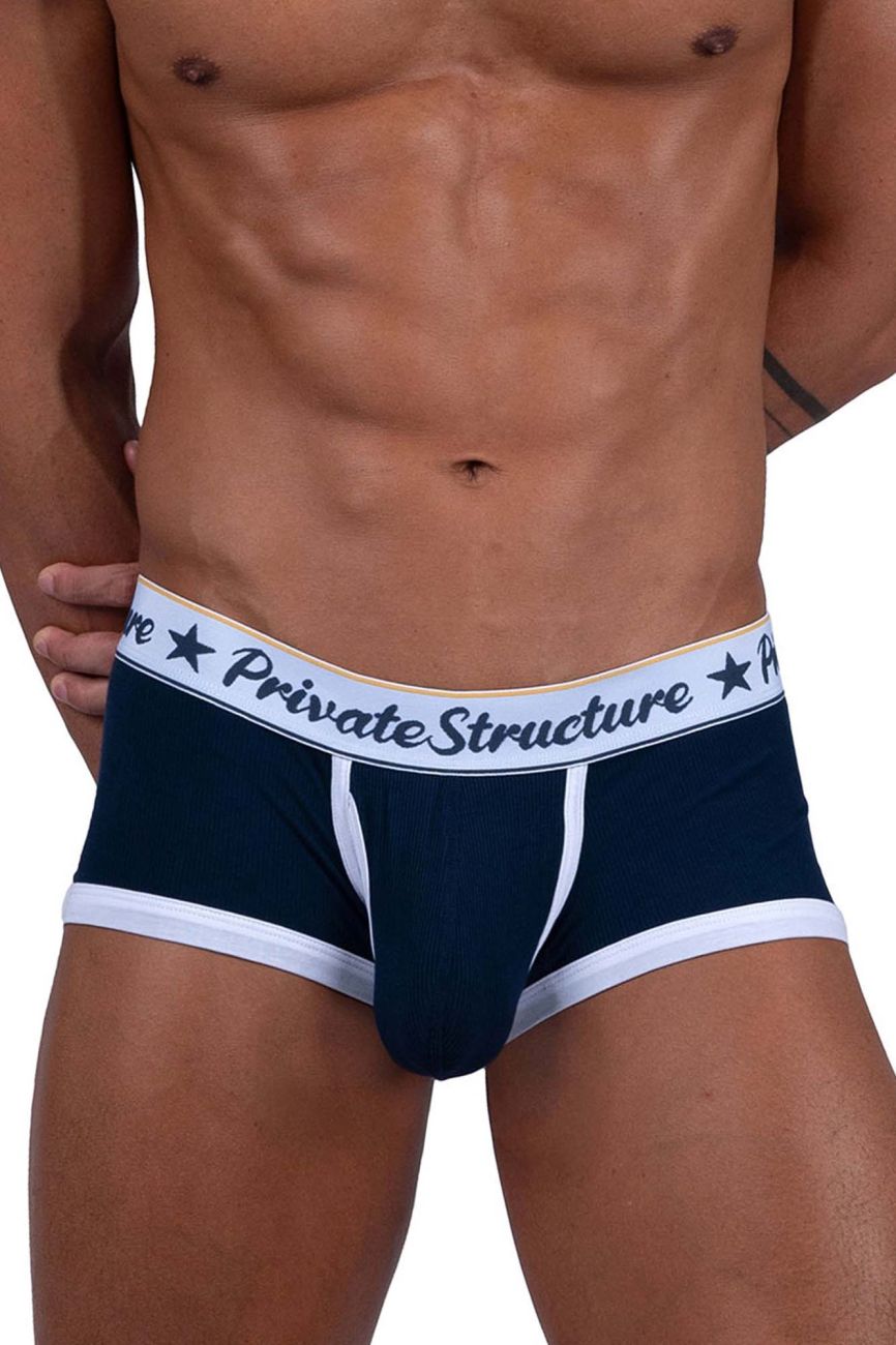 Private Structure Men's Underwear SCUS4530 Classic Mid Waist Trunks Color Navy