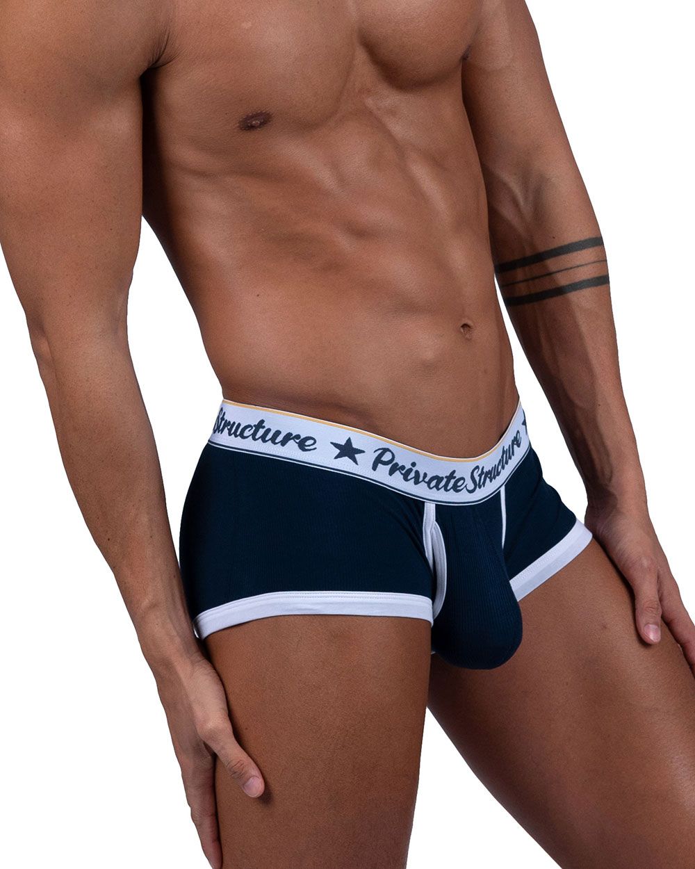 Private Structure Men's Underwear SCUS4530 Classic Mid Waist Trunks Color Navy