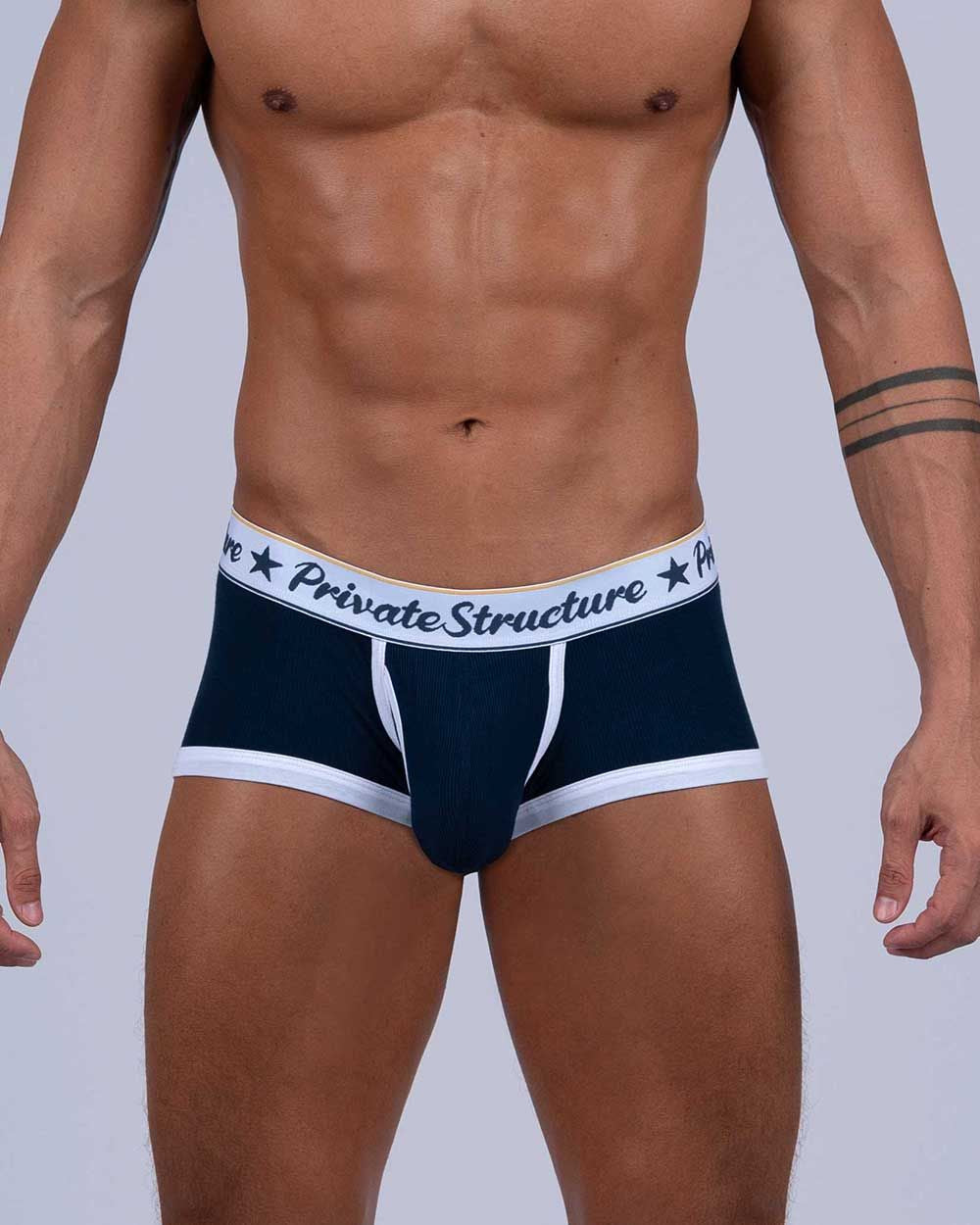 Private Structure Men's Underwear SCUS4530 Classic Mid Waist Trunks Color Navy
