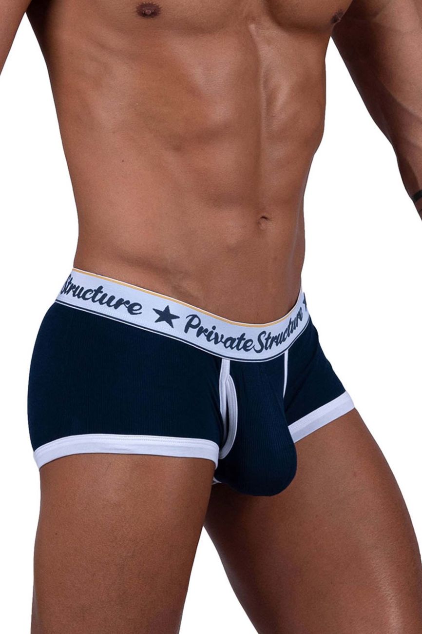 Private Structure Men's Underwear SCUS4530 Classic Mid Waist Trunks Color Navy
