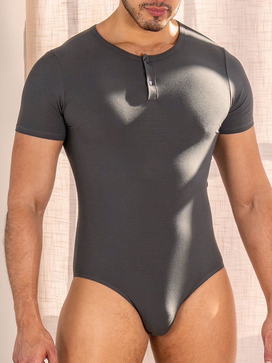Everyday Ribbed Henley Brief Bodysuit