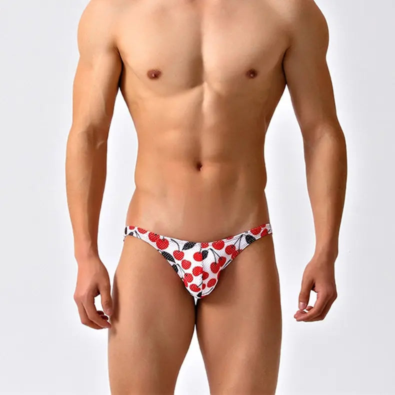 Red Pattern Low Cut Swim Brief