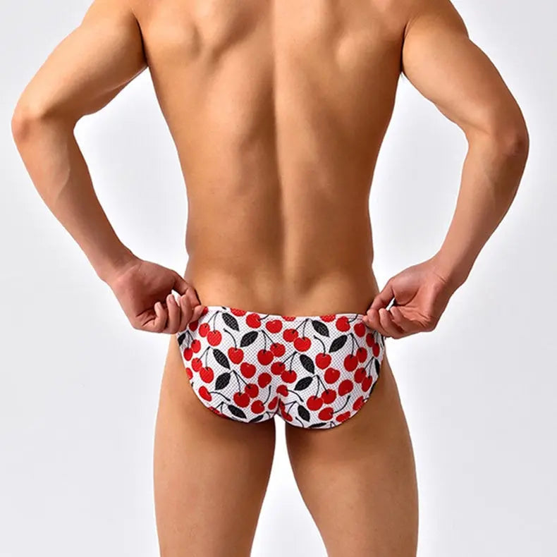 Red Pattern Low Cut Swim Brief