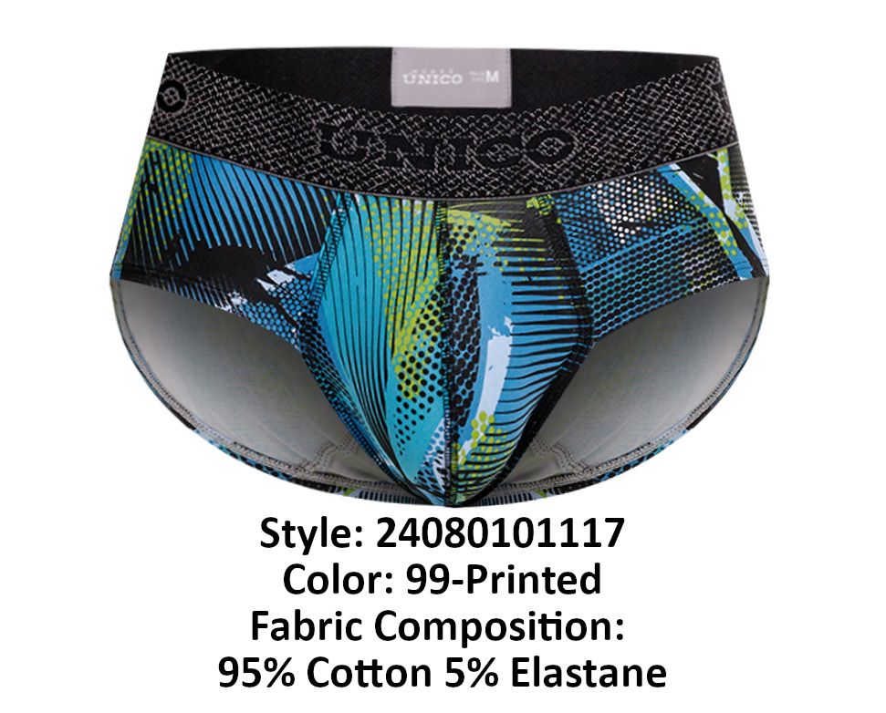 Mundo Unico Men's Underwear 24080101117 Trino Briefs Color 99-Printed
