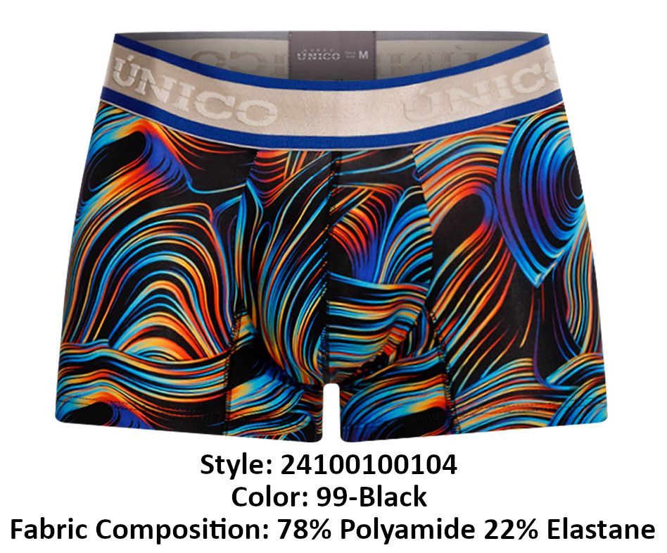 Mundo Unico Men's Underwear 24100100104 Calamo Trunks Color 99-Black