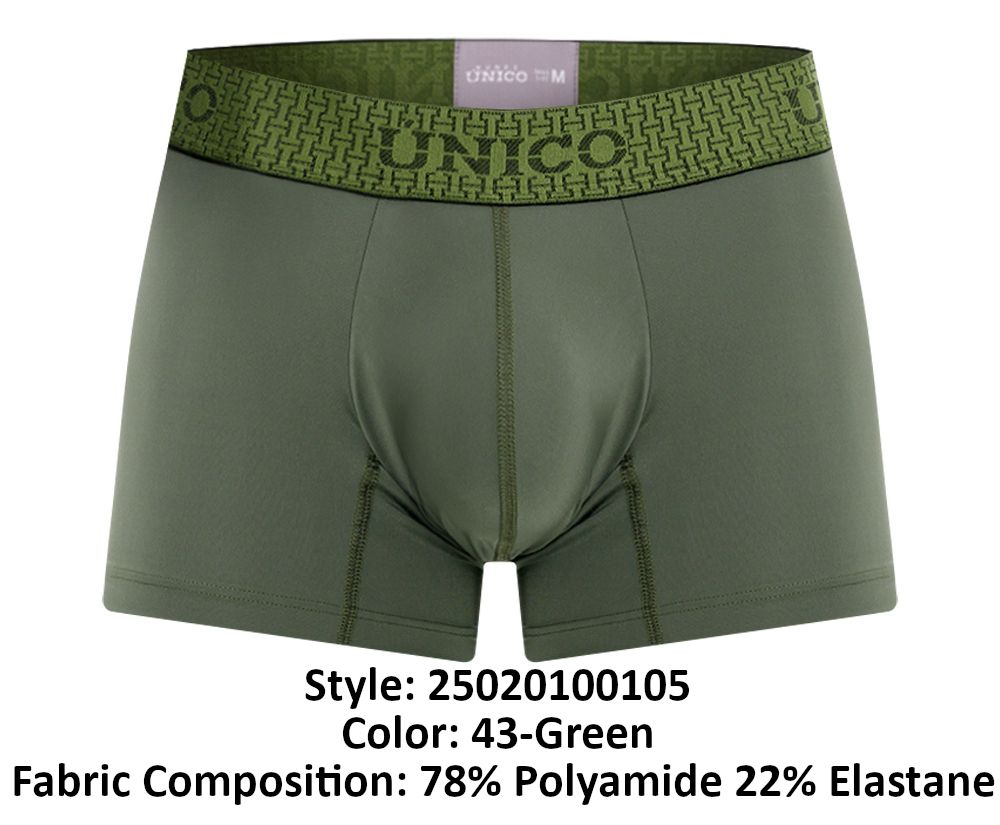 Mundo Unico Men's Underwear 25020100105 Glauco Trunks Color 43-Green