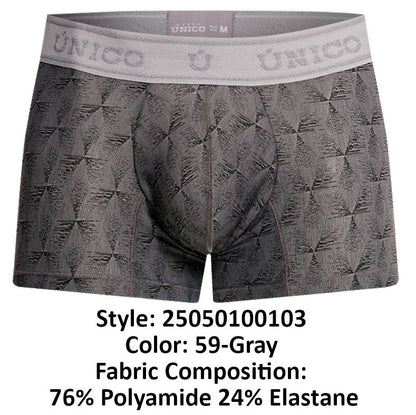 Mundo Unico Men's Underwear 25050100103 Chisell Trunks Color 59-Gray