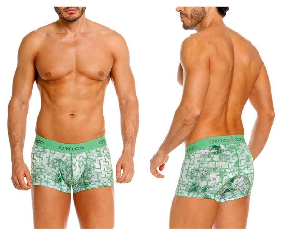 Mundo Unico Men's Underwear 26020100102 Piramide Trunks Color 43-Green