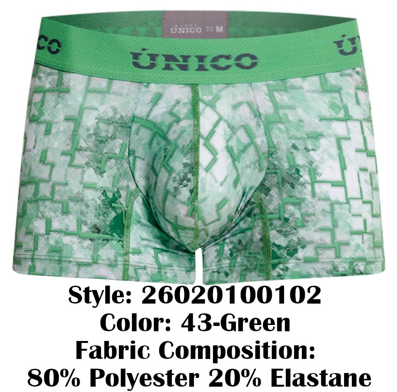 Mundo Unico Men's Underwear 26020100102 Piramide Trunks Color 43-Green