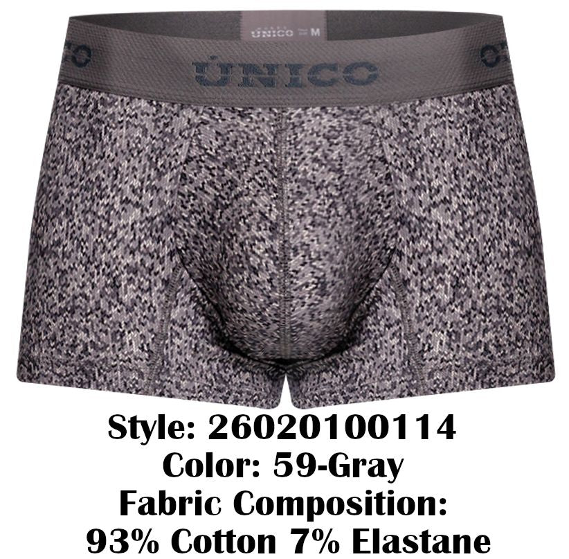Mundo Unico Men's Underwear 26020100114 Suede Trunks Color 59-Gray