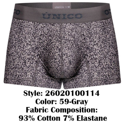Mundo Unico Men's Underwear 26020100114 Suede Trunks Color 59-Gray