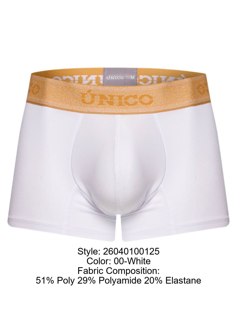 Mundo Unico Men's Underwear 26040100125 Amber Trunks Color 00-White - Premium Athletic Fit