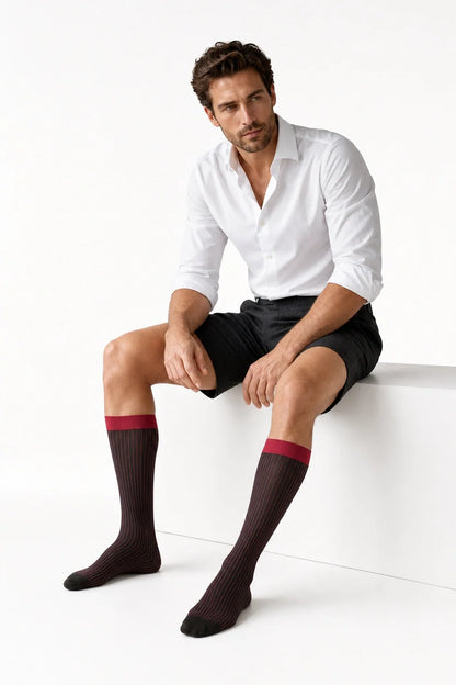 Men’s Mid-Calf Dress Socks - Minimalist Striped Nylon