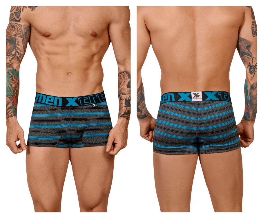 Xtremen Men's Underwear 51453C Stripes Trunk Color Turquoise