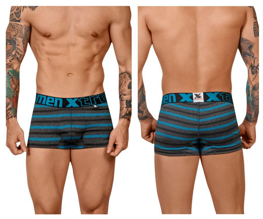 Xtremen Men's Underwear 51453C Stripes Trunk Color Turquoise