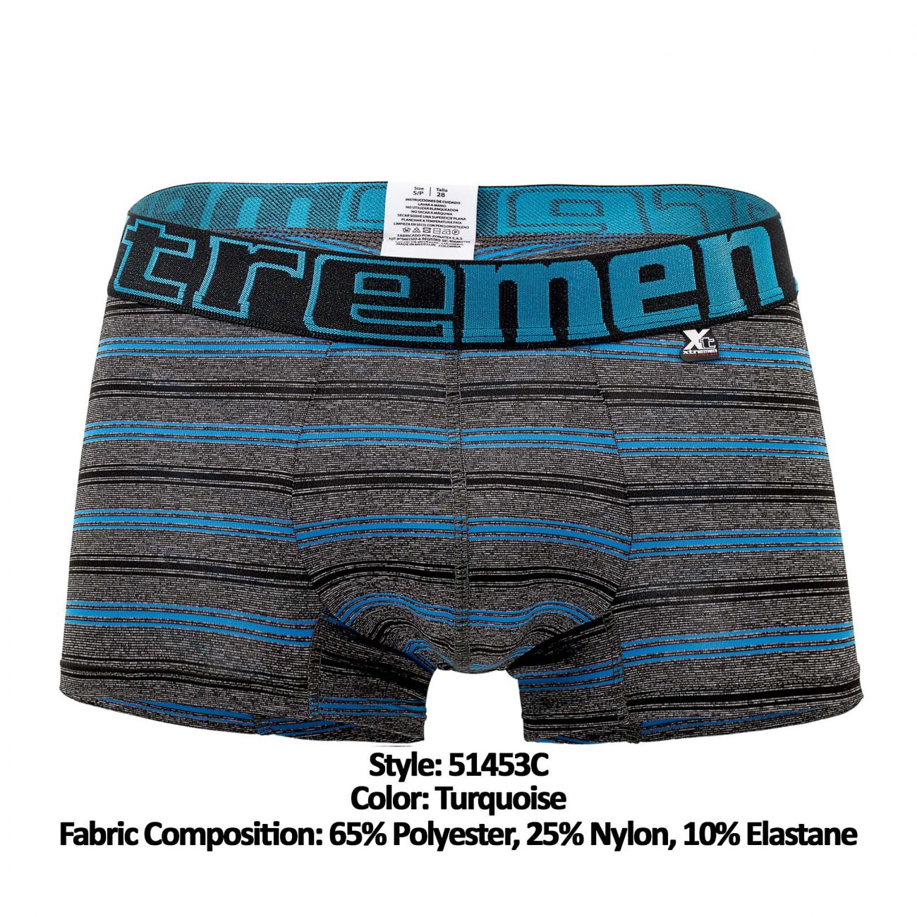 Xtremen Men's Underwear 51453C Stripes Trunk Color Turquoise