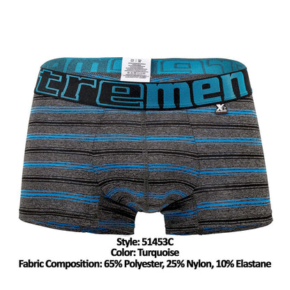 Xtremen Men's Underwear 51453C Stripes Trunk Color Turquoise