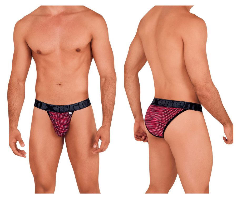Xtremen Men's Underwear 91098X Microfiber Mesh Bikini Color Red